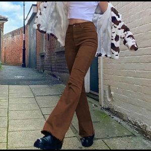 NEW High-Waist Boot-Cut Brown Jeans from Yesstyle